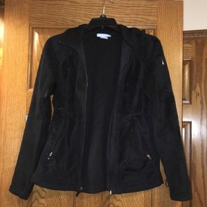 Black Columbia furry fleece full zip jacket